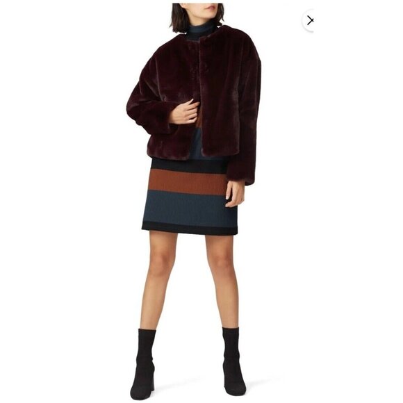 Anthropologie Sanctuary Starry Night Faux Fur Jacket Dark Purple Sz Small Luxury - Picture 4 of 16